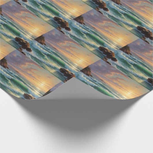 Sunset Seascape Painting Artwork Geschenkpapier (Ecke)
