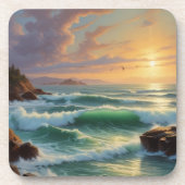Sunset Seascape Painting Artwork Getränkeuntersetzer (Vorderseite)