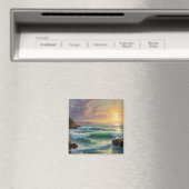 Sunset Seascape Painting Artwork Magnet (In Situ (Geschirrspüler))