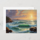 Sunset Seascape Painting Artwork Postkarte (Vorne/Hinten)