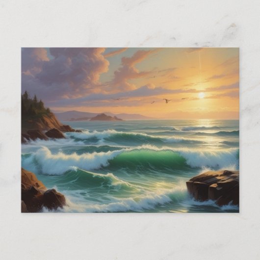 Sunset Seascape Painting Artwork Postkarte (Vorderseite)