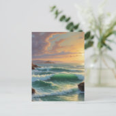 Sunset Seascape Painting Artwork Postkarte (Stehend Vorderseite)
