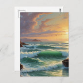 Sunset Seascape Painting Artwork Postkarte (Vorne/Hinten)