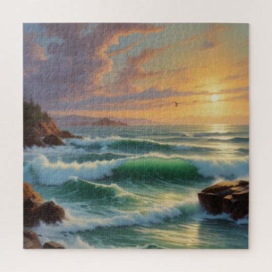 Sunset Seascape Painting Artwork Puzzle (Vertikal)