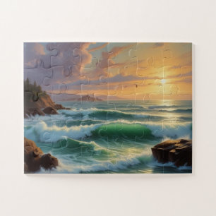 Sunset Seascape Painting Artwork Puzzle
