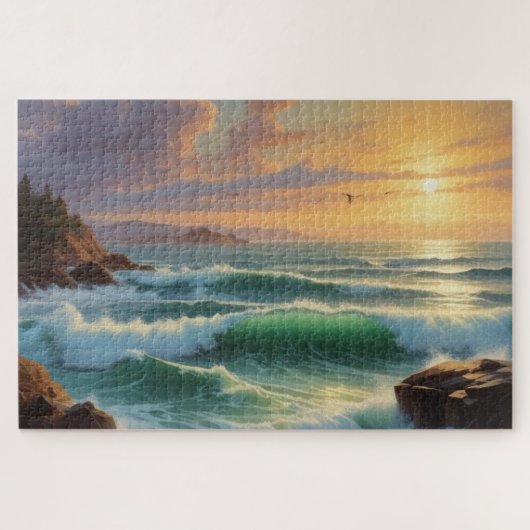 Sunset Seascape Painting Artwork Puzzle (Horizontal)