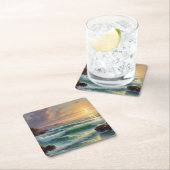 Sunset Seascape Painting Artwork Rechteckiger Pappuntersetzer (Vor Ort)
