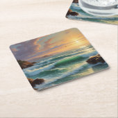 Sunset Seascape Painting Artwork Rechteckiger Pappuntersetzer (angewinkelt)