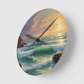 Sunset Seascape Painting Artwork Runde Wanduhr (Winkel)