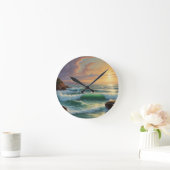 Sunset Seascape Painting Artwork Runde Wanduhr (Zuhause)