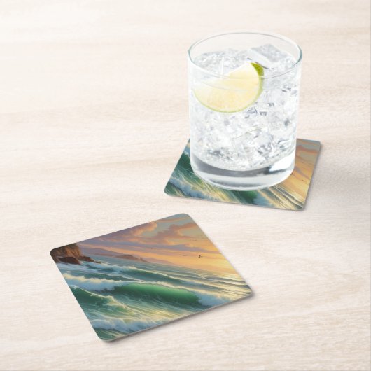 Sunset Seascape Painting Artwork Untersetzer (Vor Ort)