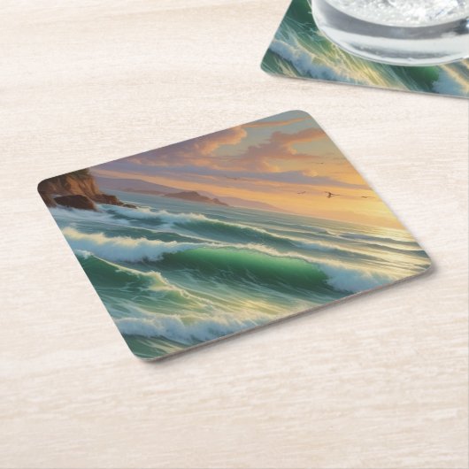 Sunset Seascape Painting Artwork Untersetzer (angewinkelt)