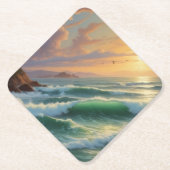 Sunset Seascape Painting Artwork Untersetzer (Vorderseite)