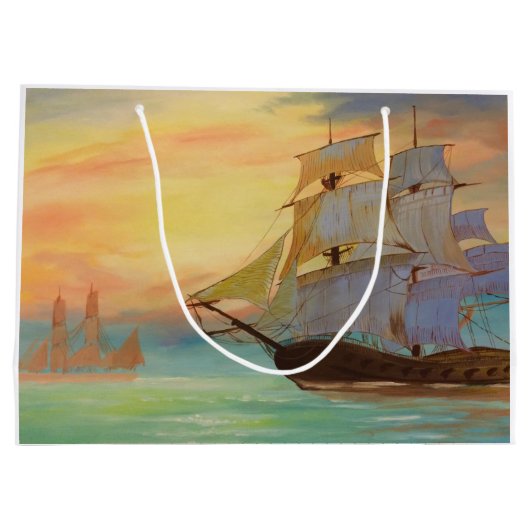 Sunset Segelschiff Nautical Theme Geschenktasche Große Geschenktüte