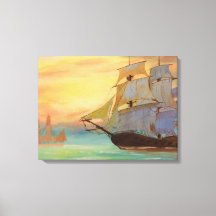 Sunset Segelschiffe handbemalt Schöne Kunst