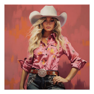 Sunset Serenade: Cowgirl Wall Art Poster