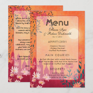 Sunset Serenade Pedestal Wedding Menü Menükarte