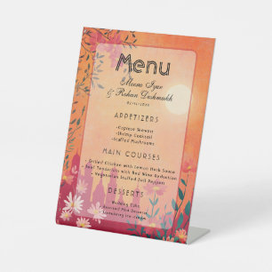Sunset Serenade Pedestal Wedding Menü Sockelschild
