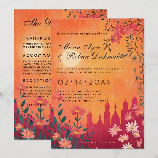 Sunset Serenade Wedding Einladung (Vorne/Hinten)