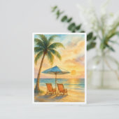 Sunset Serenity Beach Post Card Postkarte (Stehend Vorderseite)