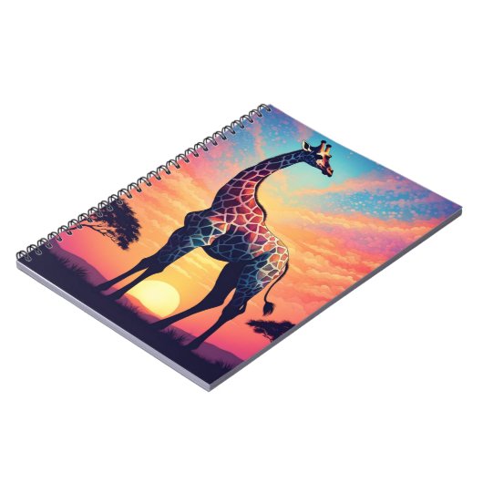 Sunset Serenity Giraffe Notebook Notizblock (Linke Seite)
