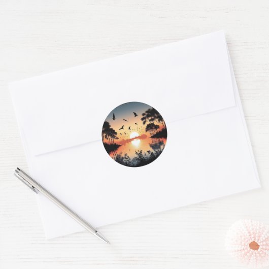 Sunset Serenity Runder Aufkleber (Umschlag)