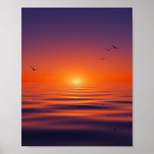 "Sunset Serenity Wall Poster - Ruhige Ozeanwelle (Vorne)