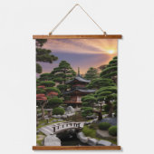 Sunset Series Japanischer Garten Wandteppich Mit Holzrahmen (Vorderseite)