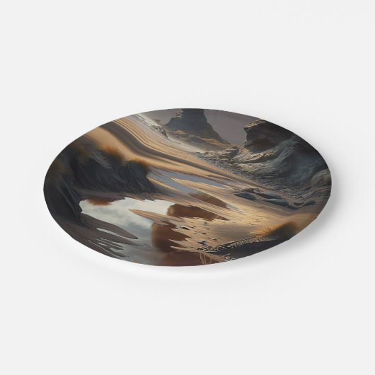 Sunset Shore Pappteller (Schrägansicht)