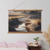 Sunset Shore Wandteppich Mit Holzrahmen (Schlafzimmer)
