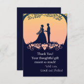 Sunset Silhouette Bride Groom Wedding Thank You Dankeskarte (Vorne/Hinten)