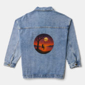 Sunset Silhouette Girl on Swing Landscape Art Jeansjacke (Rückseite)