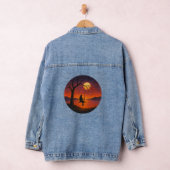 Sunset Silhouette Girl on Swing Landscape Art Jeansjacke (Hangar)