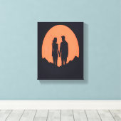 Sunset Silhouette Luple Minimalistische Liebe Art Leinwanddruck (Insitu (Holzboden))