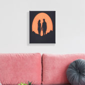 Sunset Silhouette Luple Minimalistische Liebe Art Leinwanddruck (Insitu (Wohnzimmer))