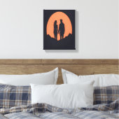Sunset Silhouette Luple Minimalistische Liebe Art Leinwanddruck (Insitu (Schlafzimmer))