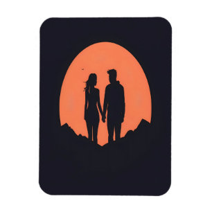 Sunset Silhouette Luple Minimalistische Liebe Art Magnet