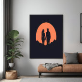 Sunset Silhouette Luple Minimalistische Liebe Art Poster