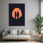 Sunset Silhouette Luple Minimalistische Liebe Art Poster