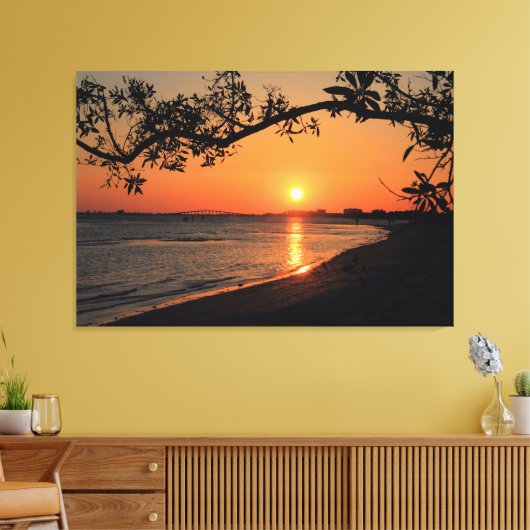 Sunset-Silhouette mit Baumzweig Leinwanddruck (Insitu (Wohnzimmer))
