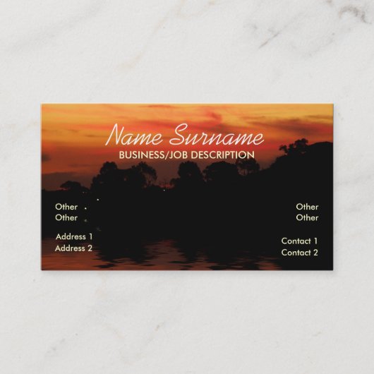 Sunset Silhouette Skies Business Card Visitenkarte (Vorderseite)
