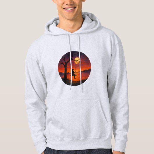 Sunset Silhouette Swing Art Adult Hoodie (Vorderseite)