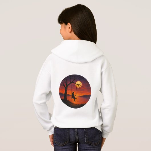 Sunset Silhouette Swing Art Kids’ Hoodie (Schwarz voll)