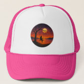 Sunset Silhouette Swing Art Trucker Hat Truckerkappe (Vorderseite)