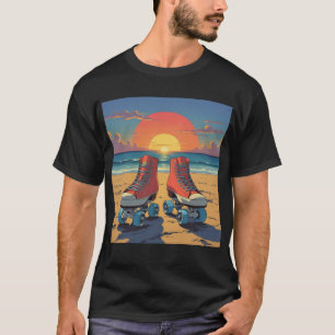 Sunset Skate - Roller Disco Beach T-Shirt T - Shir