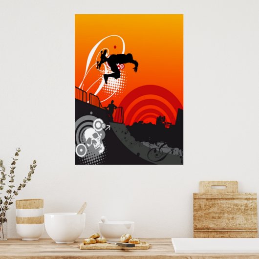 Sunset Skateboarder Poster (Küche)