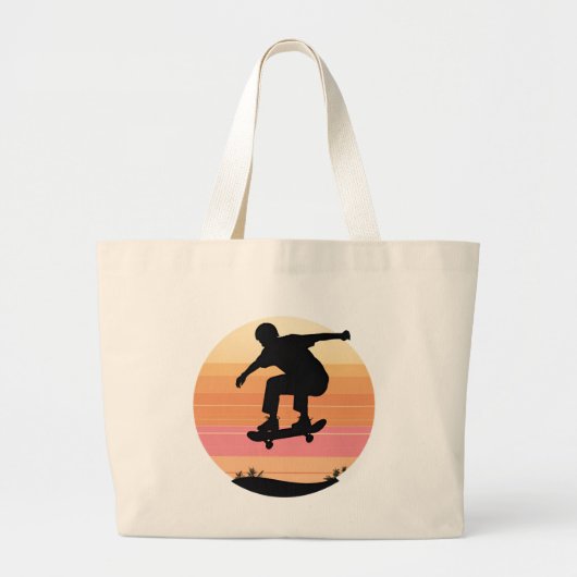 Sunset Skater Silhouette - Minimaler Skate Art Jumbo Stoffbeutel (Vorne)