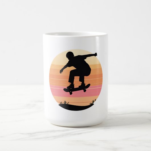 Sunset Skater Silhouette - Minimaler Skate Art Kaffeetasse (Mittel)