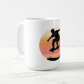 Sunset Skater Silhouette - Minimaler Skate Art Kaffeetasse (Vorderseite Links)