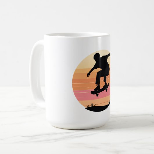 Sunset Skater Silhouette - Minimaler Skate Art Kaffeetasse (Vorderseite Links)
